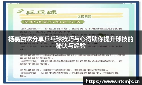 杨磊独家分享乒乓球技巧与心得助你提升球技的秘诀与经验